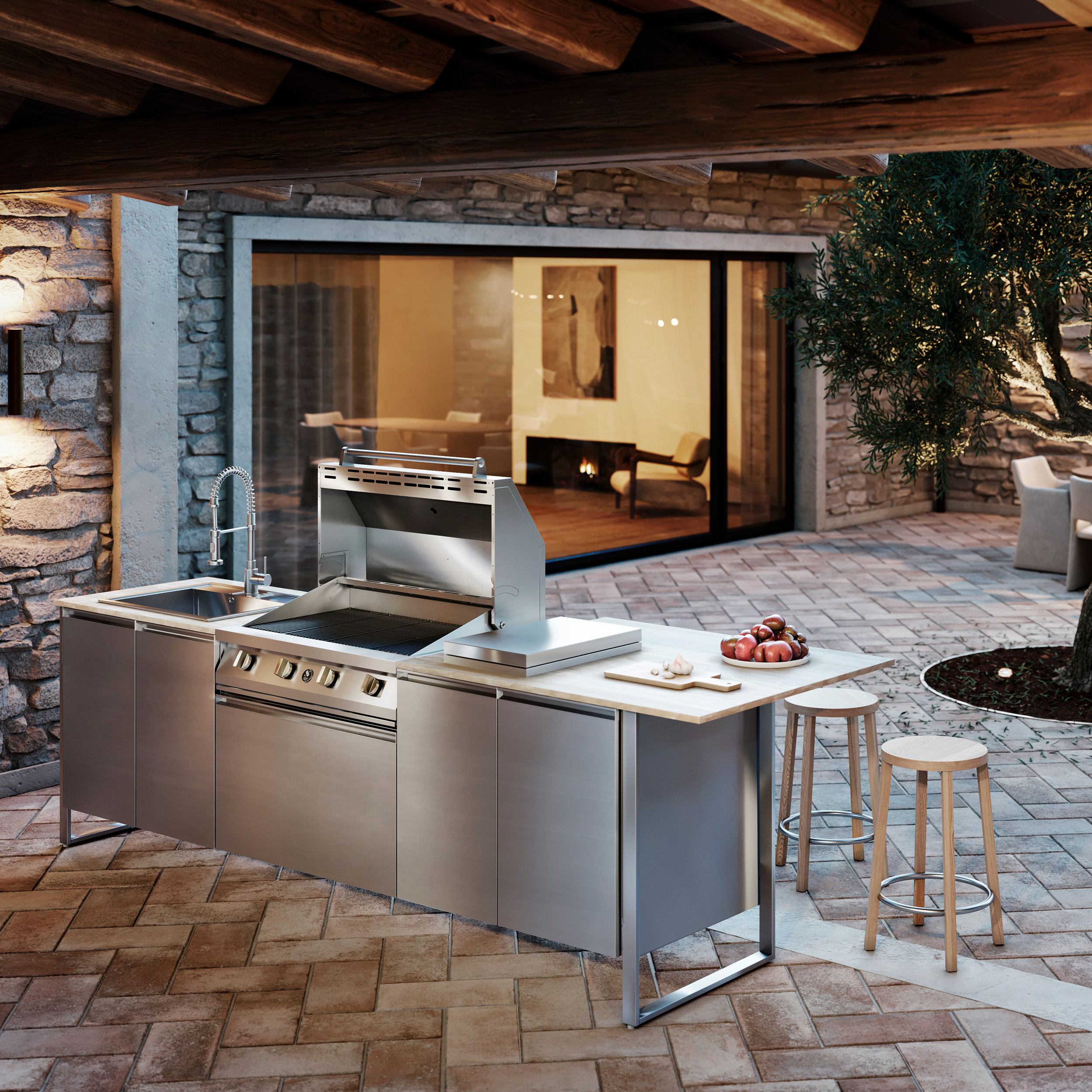 ΚΟΥΖΙΝΑ ΕΞΩΤΕΡΙΚΗΣ ΧΡΗΣΗΣ STEEL GEA BRENTA31080-QL-NA-SS | BBQ STEEL 90εκ. | ΝΕΡΟΧΥΤΗΣ 75εκ. | ΕΣΤΙΑ ΑΕΡΙΟΥ 2